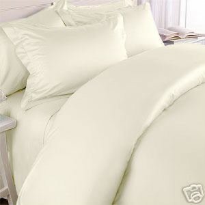 Full Size Ivory Duvet cover Set & Fitted Sheet 4pcs 1200TC Egyptian Cotton