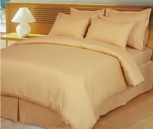 Twin Size Gold Stripe Duvet cover Set & Fitted Sheet 4pcs 1200TC Egyptian Cotton