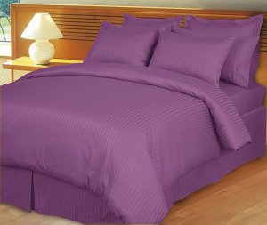 Twin XL Size Purple Stripe Duvet cover Set & Fitted Sheet 4pcs 1200TC Egyptian Cotton