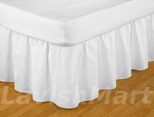 1000 TC California King Size White Ruffle Bed Skirt  Egyptian Cotton