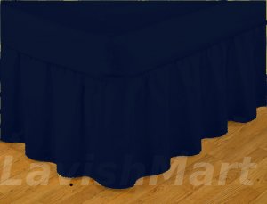 1000 TC Full Size Navy Blue Ruffle Bed Skirt  Egyptian Cotton