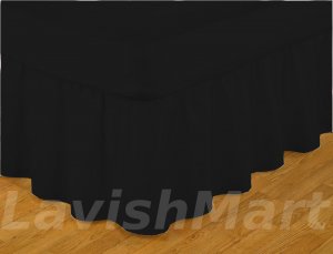 1000 TC Twin XL Size Black Ruffle Bed Skirt  Egyptian Cotton