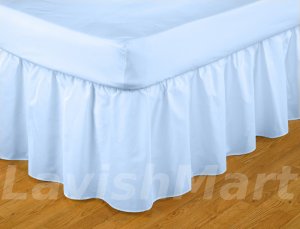 1000 TC Twin XL Size Blue Ruffle Bed Skirt  Egyptian Cotton