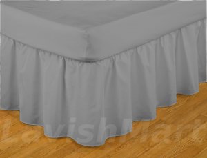 1000 TC Twin XL Size Carbon Grey Ruffle Bed Skirt  Egyptian Cotton