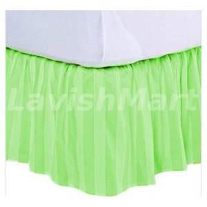 1000 TC Twin XL Size Sage Stripe Ruffle Bed Skirt  Egyptian Cotton