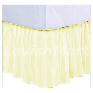1000 TC Twin XL Size Ivory Stripe Ruffle Bed Skirt  Egyptian Cotton