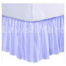 1000 TC Twin XL Size Blue Stripe Ruffle Bed Skirt  Egyptian Cotton