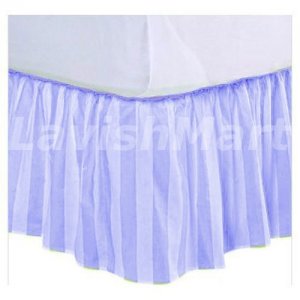 1000 TC Twin Size Blue Stripe Ruffle Bed Skirt  Egyptian Cotton