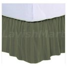 1000 TC Queen Size OLIVE  Stripe Ruffle Bed Skirt  Egyptian Cotton