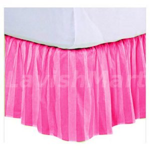 1000 TC King Size Pink Stripe Ruffle Bed Skirt  Egyptian Cotton