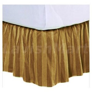 1000 TC Full Size Mocha Stripe Ruffle Bed Skirt  Egyptian Cotton