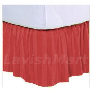1000 TC Full Size Burgundy Stripe Ruffle Bed Skirt  Egyptian Cotton