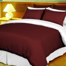 Twin/Twin XL Size Wine and White Reversible Stripe Duvet Cover 3PC Microfiber 1200TC