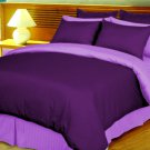 King/Cal King Size Purple and Lilac Reversible Stripe Duvet Cover 3PC Microfiber 1200TC