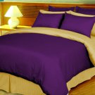 King/Cal King Size Purple and Gold Reversible Stripe Duvet Cover 3PC Microfiber 1200TC