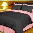 King/Cal King Size Black and Pink Reversible Stripe Duvet Cover 3PC Microfiber 1200TC