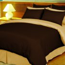 Full/Queen Size Choco and Gold Reversible Stripe Duvet Cover 3PC Microfiber 1200TC