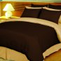 Full/Queen Size Choco and Gold Reversible Stripe Duvet Cover 3PC Microfiber 1200TC