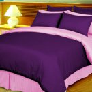 Full/Queen Size Purple and Pink Reversible Stripe Duvet Cover 3PC Microfiber 1200TC