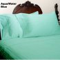 1200TC Egyptian Cotton Extra Deep Pockets 28" Aqua Stripe Set 4Pc Olympic Queen Size
