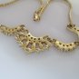 VINTAGE BIB STYLE AMBER RHINESTONE/FAUX PEARL CHOKER STYLE 14" LONG NECKLACE (AM20)