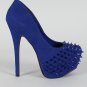 Studded Spike Almond Toe Platform Pump