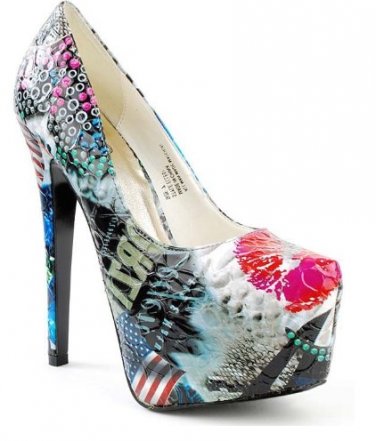 Printed Collage Platform Pump