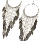 Leaf Chain Drop Hoop Earrings