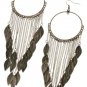 Leaf Chain Drop Hoop Earrings