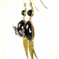 AUTHENTIC FRINGED VICTORIAN CABOCHON GARNET DIAMOND EARRINGS CIRCA 1870 RARE!