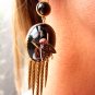 AUTHENTIC FRINGED VICTORIAN CABOCHON GARNET DIAMOND EARRINGS CIRCA 1870 RARE!