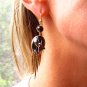AUTHENTIC FRINGED VICTORIAN CABOCHON GARNET DIAMOND EARRINGS CIRCA 1870 RARE!