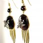AUTHENTIC FRINGED VICTORIAN CABOCHON GARNET DIAMOND EARRINGS CIRCA 1870 RARE!