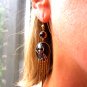 AUTHENTIC FRINGED VICTORIAN CABOCHON GARNET DIAMOND EARRINGS CIRCA 1870 RARE!