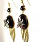 AUTHENTIC FRINGED VICTORIAN CABOCHON GARNET DIAMOND EARRINGS CIRCA 1870 RARE!