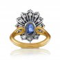 GIA 8.42ctw Ceylon Cornflower Blue Sapphire Diamond Cluster PL 18K Vintage Ring
