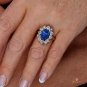 GIA 8.42ctw Ceylon Cornflower Blue Sapphire Diamond Cluster PL 18K Vintage Ring