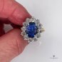 GIA 8.42ctw Ceylon Cornflower Blue Sapphire Diamond Cluster PL 18K Vintage Ring