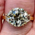 GIA 6.01ct OLD European Diamond 3 Stone Engagement Anniversary Vintage 18k Ring