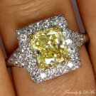 2.56CT VINTAGE ESTATE FANCY YELLOW RADIANT DIAMOND ENGAGEMENT WEDDING RING EGL