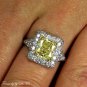2.56CT VINTAGE ESTATE FANCY YELLOW RADIANT DIAMOND ENGAGEMENT WEDDING RING EGL