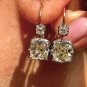Antique 6.24ct Old Cushion Cut Diamond Dormeuse Drop 18k Gold Earrings