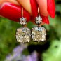 Antique 6.24ct Old Cushion Cut Diamond Dormeuse Drop 18k Gold Earrings