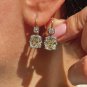 Antique 6.24ct Old Cushion Cut Diamond Dormeuse Drop 18k Gold Earrings