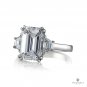 GIA 4.29ct EMERALD Cut & Trapezoids 3 Stone Diamond Engagement Platinum Ring