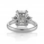 GIA 4.29ct EMERALD Cut & Trapezoids 3 Stone Diamond Engagement Platinum Ring