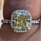 GIA 3.14ctw Estate Vintage Natural Fancy Yellow Radiant Diamond Plat 18k Ring