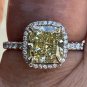 GIA 3.14ctw Estate Vintage Natural Fancy Yellow Radiant Diamond Plat 18k Ring