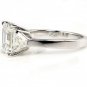 GIA 2.62ct Estate EMERALD cut Diamond 3 Stone Engagement Platinum Wedding Ring
