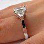 GIA 2.62ct Estate EMERALD cut Diamond 3 Stone Engagement Platinum Wedding Ring